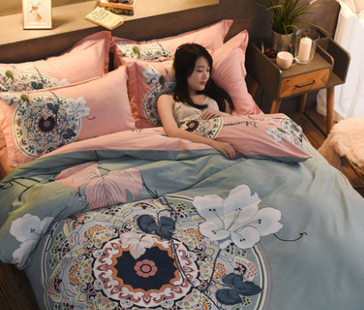 纯棉四件套全棉家纺1.5m1.8米2.0双人床单被套床笠三件套床上用品