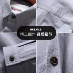 春秋衬衣男装外套衬衫男士七分长袖2019新款韩版潮流夏季休闲帅气