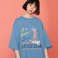 动物印花T恤女2019春季新款女装半袖打底衫宽松薄款内搭