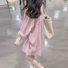竖条纹衬衫女外套